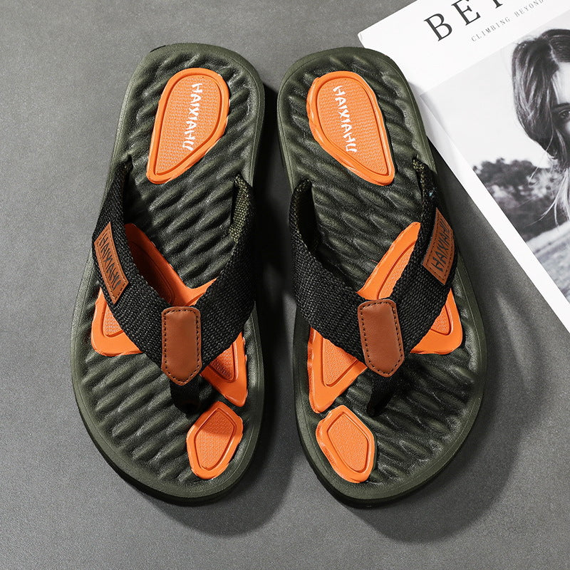 Dark Green men���������s Soft Sole Non Slip Beach Flip Flops Casual Summer Wear