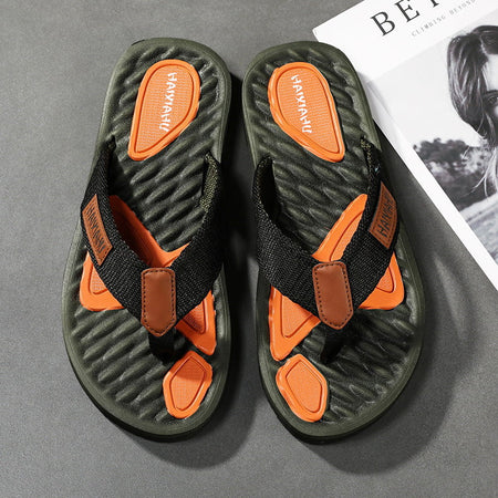 Dark Green men���������s Soft Sole Non Slip Beach Flip Flops Casual Summer Wear