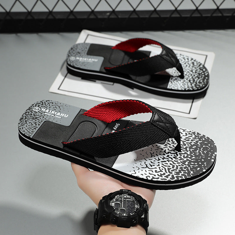 Black men���������s Wear Resistant Rubber Beach Flip Flops Non Slip Summer Sandals