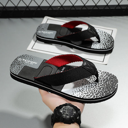 Black men���������s Wear Resistant Rubber Beach Flip Flops Non Slip Summer Sandals