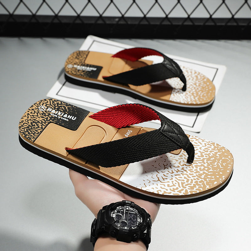Men's Wear-Resistant Rubber Beach Flip Flops Non-Slip Sandals