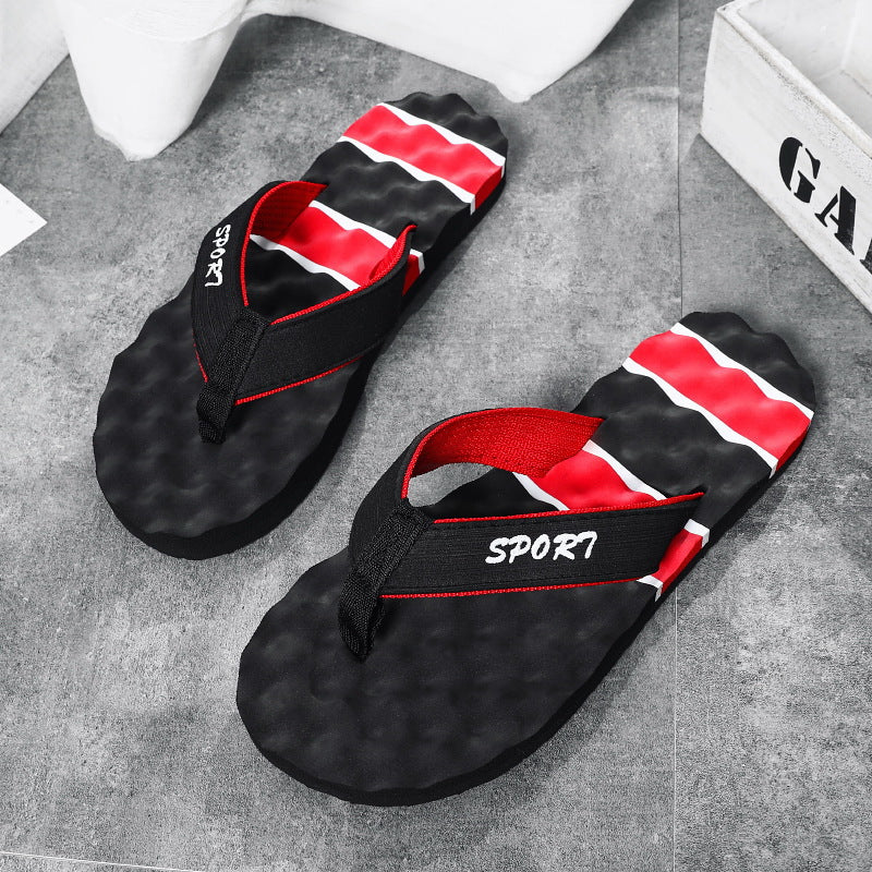 Men's Thick Sole Woven Upper Non Slip Beach Flip Flops Summer