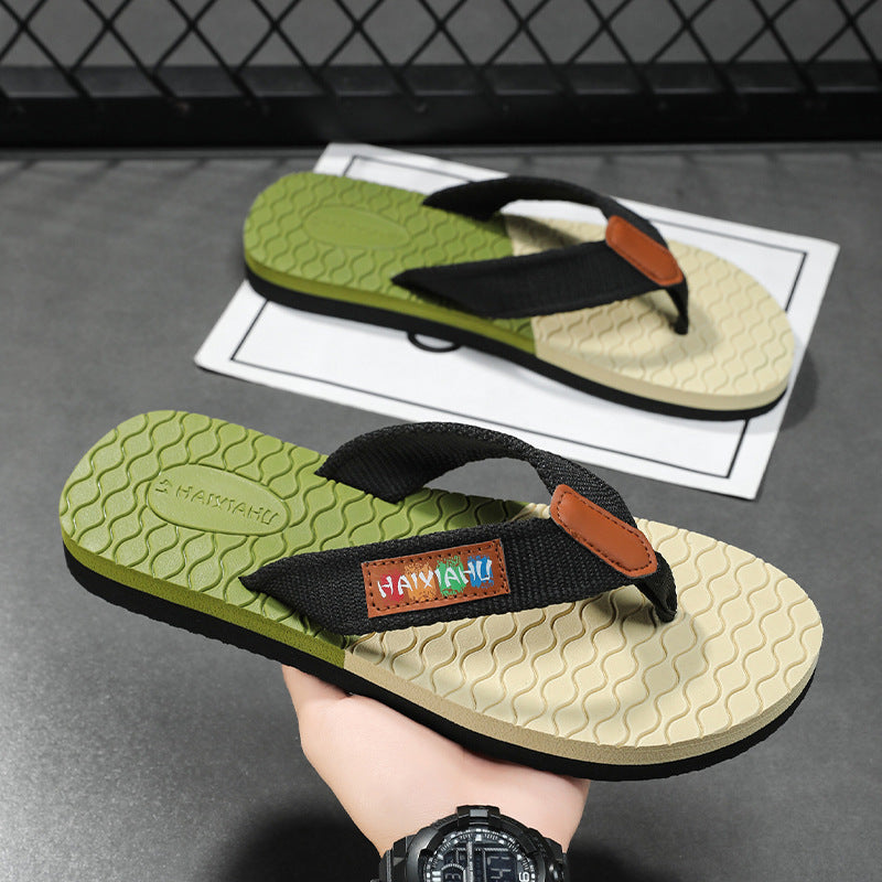 Black men���s Herringbone Non Slip Flip Flops Indoor Outdoor Summer Sandals