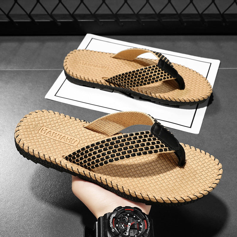 Black men���������s Soft Sole Non Slip Wear Resistant Beach Flip Flops Casual