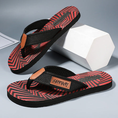 Black men���������s Webbing Non Slip Breathable Flip Flops Color Matching Summer Shoes