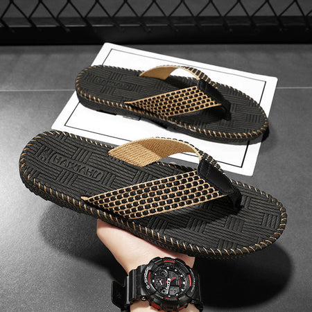 *Black*[Official Ultimate Edition] men���������s Soft Bottom Non Slip Wear Resistant Beach Flip Flops Summer Sandals