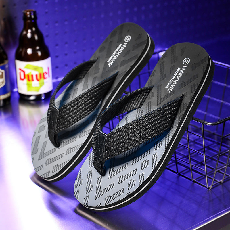 Black men���������s Trendy Casual Beach Flip Flops Durable Outdoor Summer Sandals