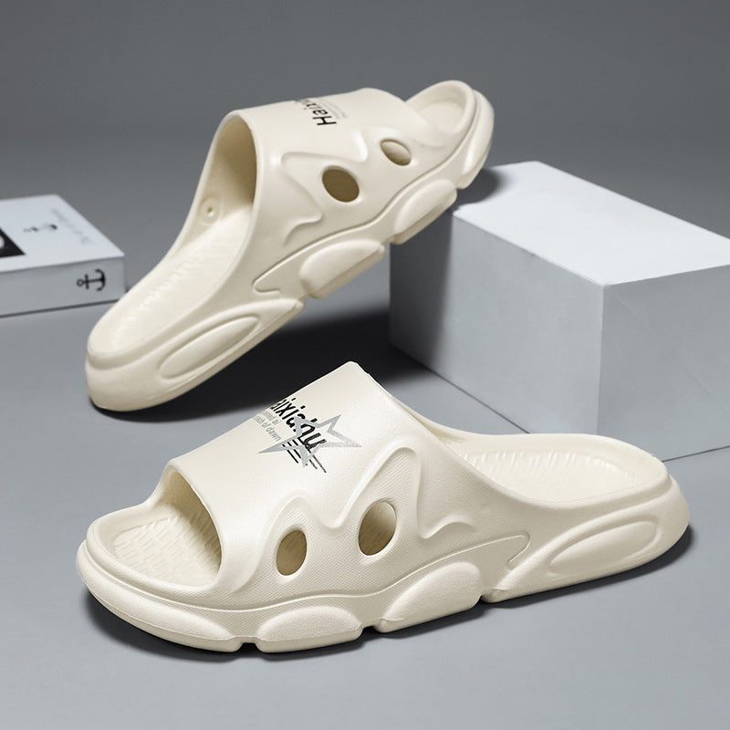 **White [Cold Paste Material Upgrade] men���������s Printed Non Slip Dual Purpose Beach Slippers Casual Summer Sandals