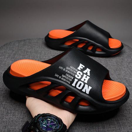 White Green men���������s EVA Thick Sole Printed Letter Slippers Casual Outdoor Non Slip