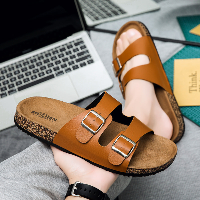 Unisex Double Buckle Open Toe Sandals Birkenstock Style Slippers