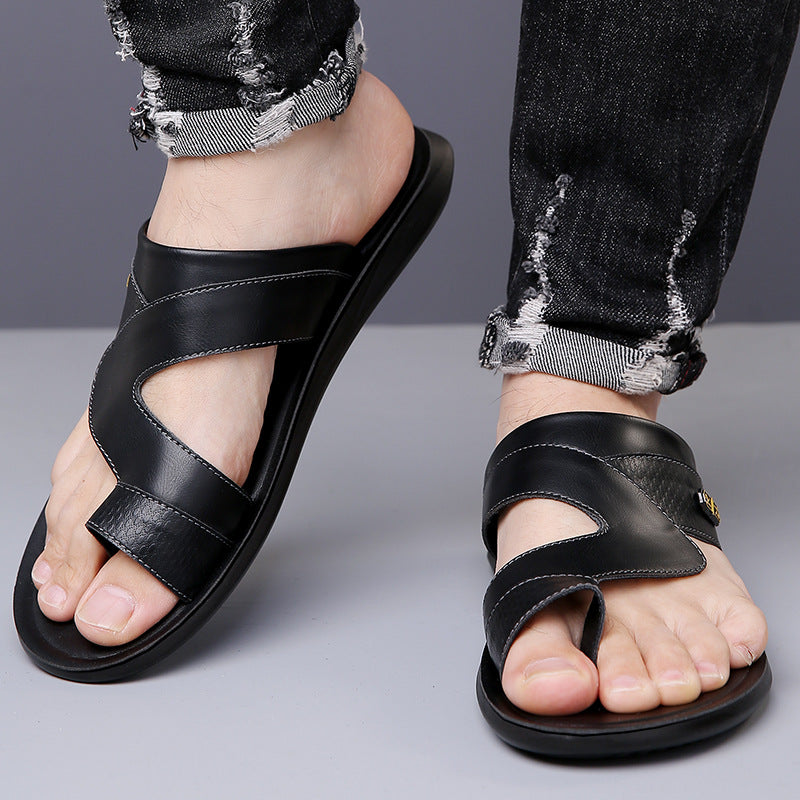 Men's Leather Sandals Wear-Resistant Non-Slip Breathable Summer