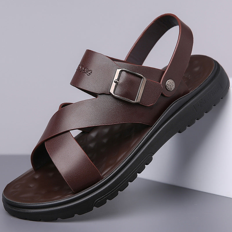 Men's Leather Sandals Soft Bottom Breathable Extra Large Size