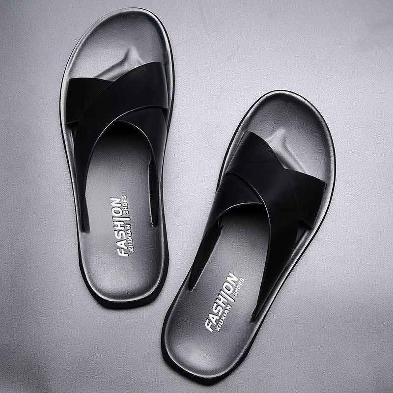 Men's Soft Leather Soft Sole Non Slip Casual Summer Sandals