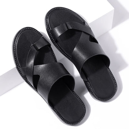 Black unisex Breathable Flip Flops Casual Summer Beach Sandals Large Size
