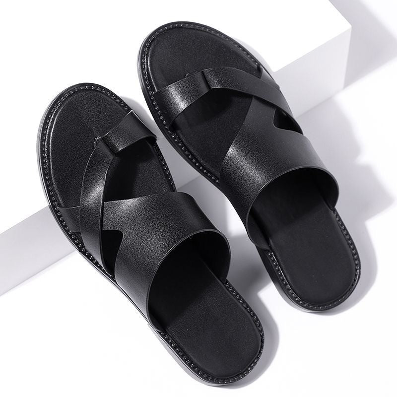 Black unisex Breathable Flip Flops Casual Summer Beach Sandals Large Size