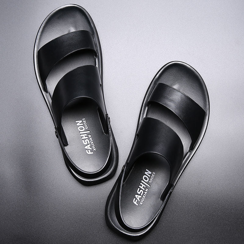 Men’s Breathable Leather Sandals Casual Summer Beach Shoes Large