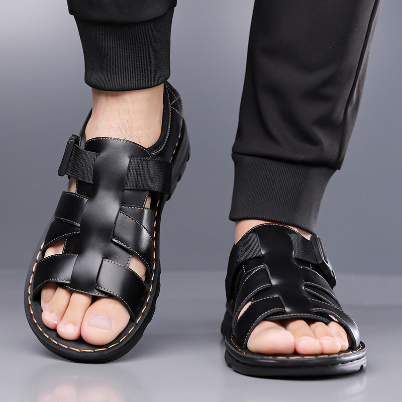Men’s Handmade Leather Soft Sole Dual Wear Casual Summer Sandals