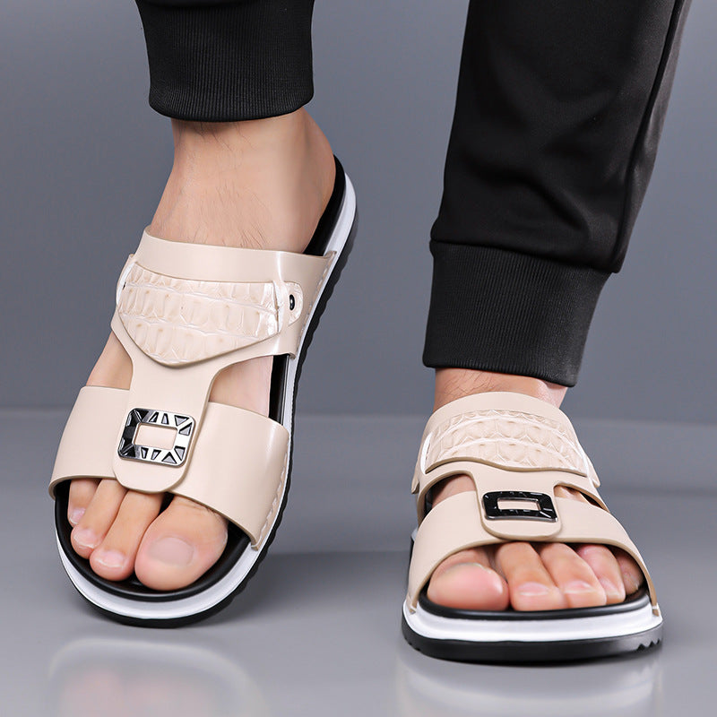 Men’s Leather Casual Sandals Soft Sole Summer Outdoor Driving