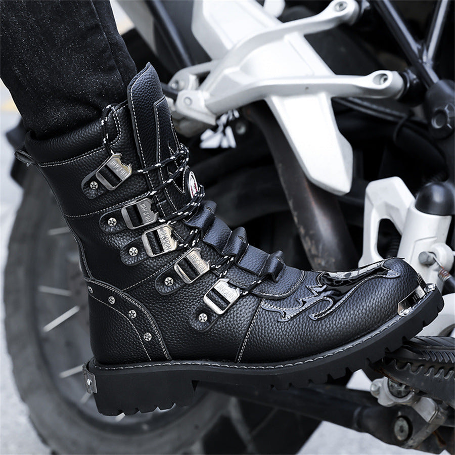 Men’s British Style High Top Leather Martin Boots Workwear Casual