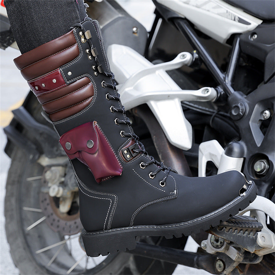 Men’s High Top Leather Boots Big Head Design Workwear Outdoor