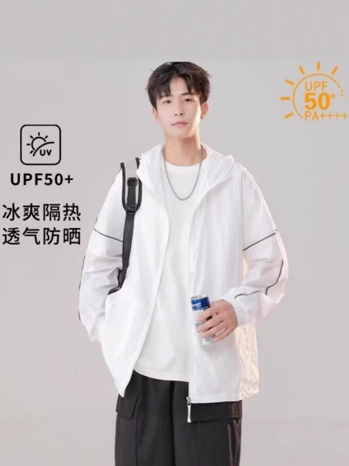 Men’s Ice Silk Sun Protection Jacket Hooded Lightweight UV