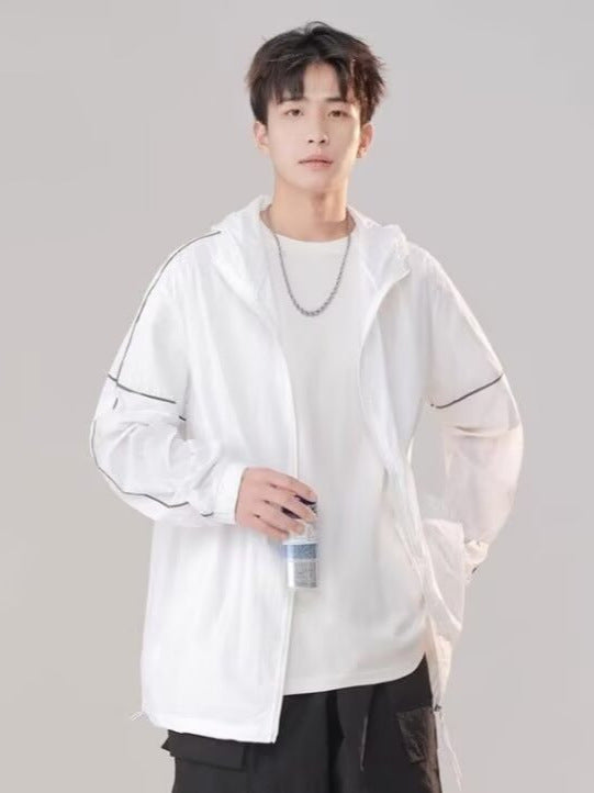 Men’s Ice Silk Sun Protection Jacket Hooded Lightweight UV