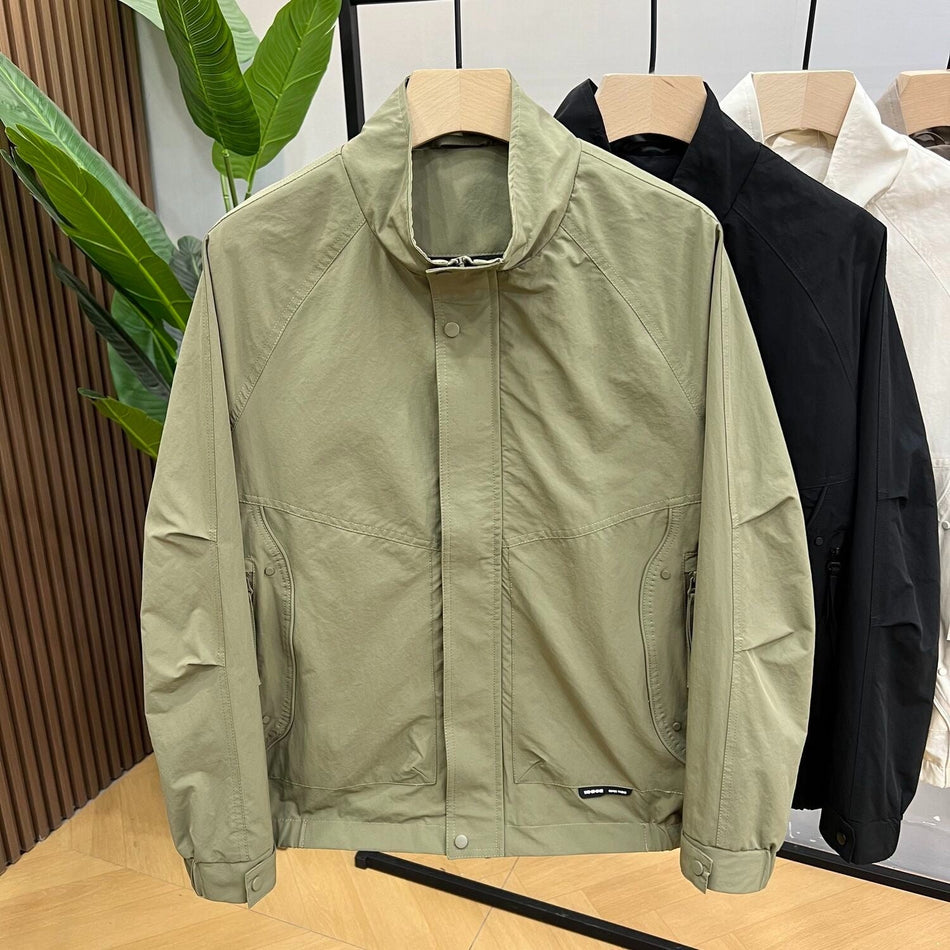 Men’s Stand Collar Casual Jacket Workwear Style Versatile Autumn