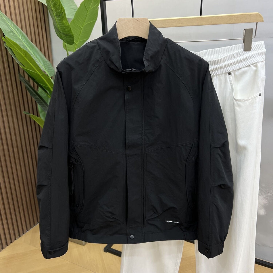 Men’s Stand Collar Casual Jacket Workwear Style Versatile Autumn