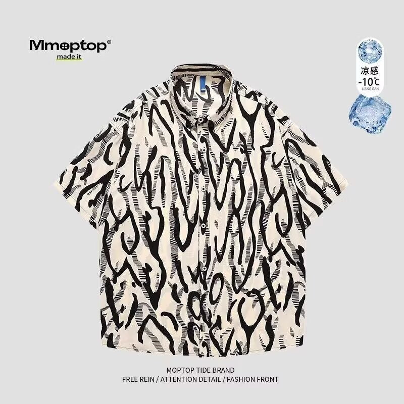 Men’s Contrast Color Hawaiian Short Sleeve Shirt Casual Summer