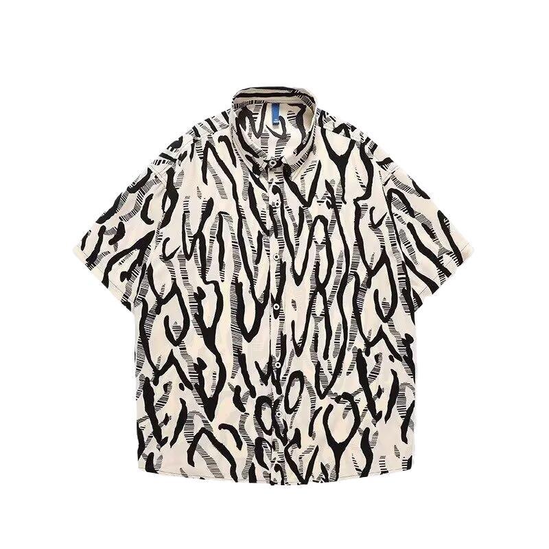 Men’s Contrast Color Hawaiian Short Sleeve Shirt Casual Summer