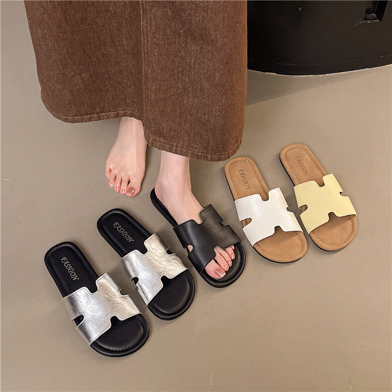 Wide Fit Open Toe Casual Flats Slippers Women Outdoor Comfort
