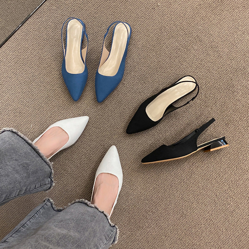 Creamy-white French Style Thick Sole Sandals Women Wide Fit Summer Flats