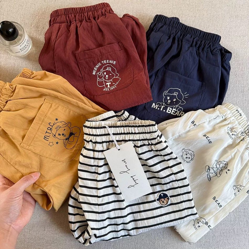 Cartoon Bear Anti Mosquito Jogger Pants Kids Summer Casual Wear