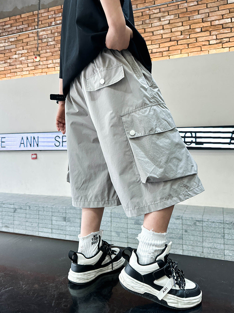 Boys Summer Cargo Shorts Breathable Casual Big Kids Versatile