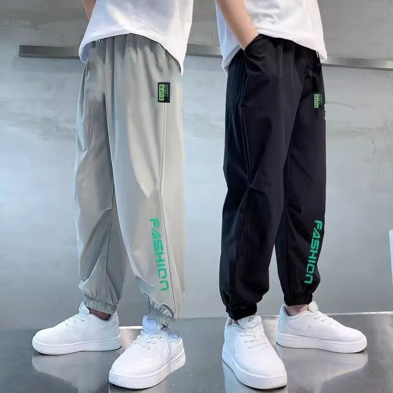 Kids Ice Silk Sports Pants Summer Thin Breathable Casual Wear