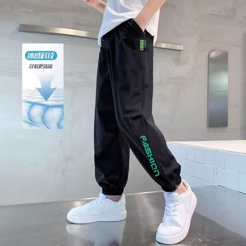 Kids Ice Silk Sports Pants Summer Thin Breathable Casual Wear