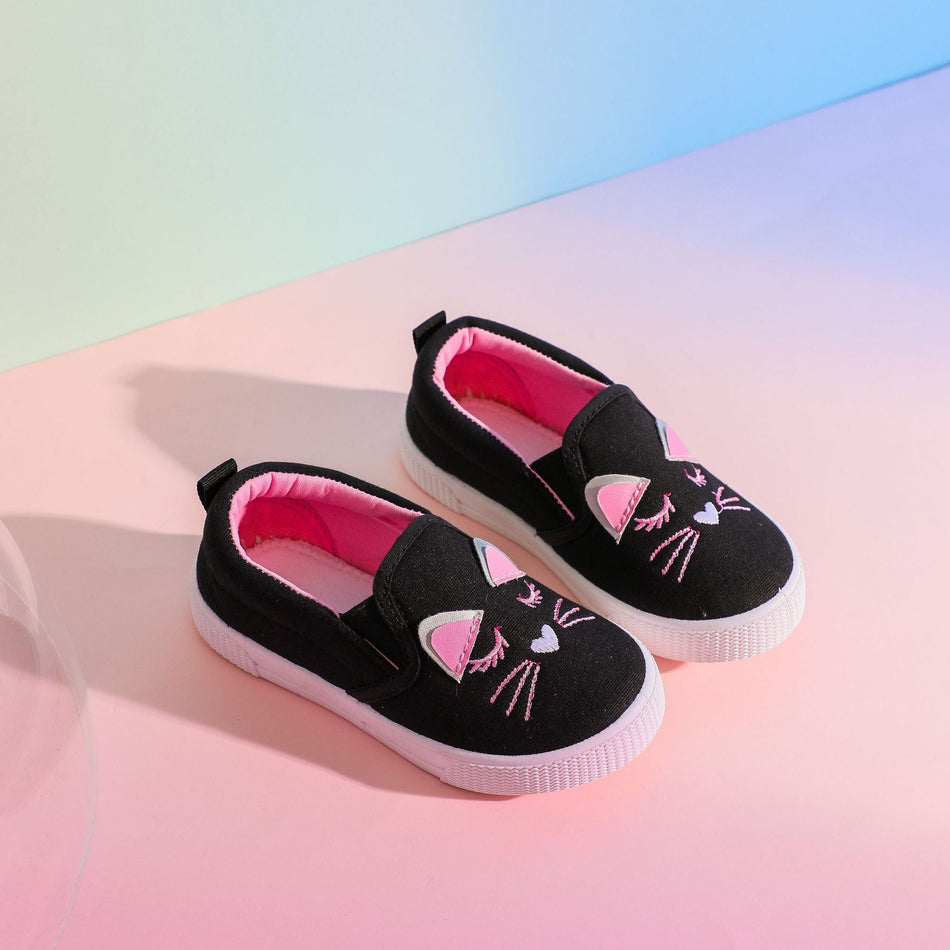 Canvas Casual Shoes Black Flat Sole Student Toddler Sneakers