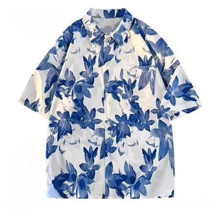 A805 ice Silk Short Sleeve Shirt Men Summer Beach Coat Casual Wear