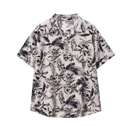 A501 Picture Color cuban Collar Draping Shirt Men Retro Casual Short Sleeve Summer Wear