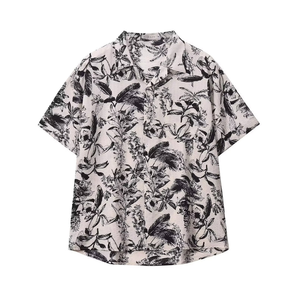 A501 Picture Color cuban Collar Draping Shirt Men Retro Casual Short Sleeve Summer Wear