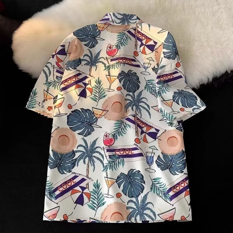 Hawaiian Flower Shirt Short Sleeve Summer Casual Trendy Wear