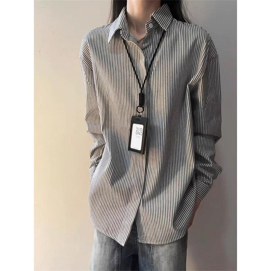 Letter Print Long Sleeve Shirt Japanese Style Casual Loose Jacket
