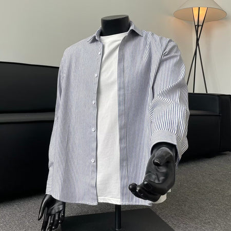 C1009 Black letter Print Long Sleeve Shirt Men Japanese Hong Kong Style Casual Loose Jacket