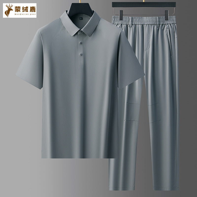 Cool Rice men's Luxury Ice Silk Quick-Drying Casual Suit