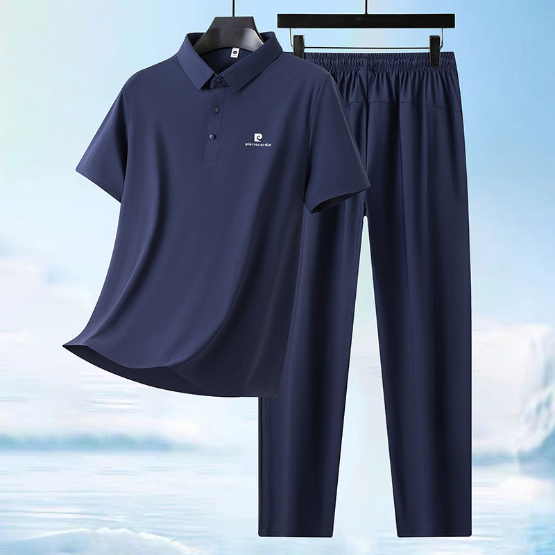 Men's Ice Silk Lapel Short-Sleeved Business Casual Suit