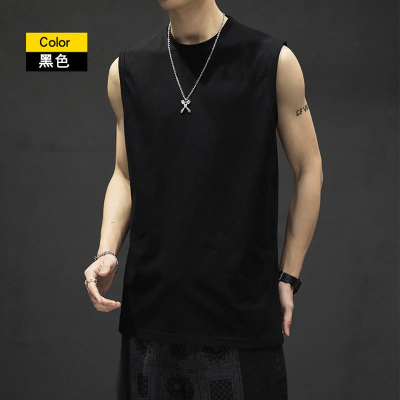 White men's 240g Combed Cotton Heavyweight Sports Fitness Sleeveless Vest