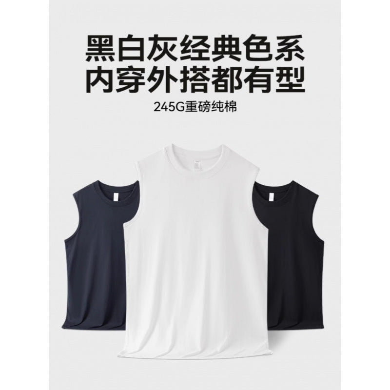 Unisex 240g Combed Cotton Loose Sleeveless T-Shirt Vest