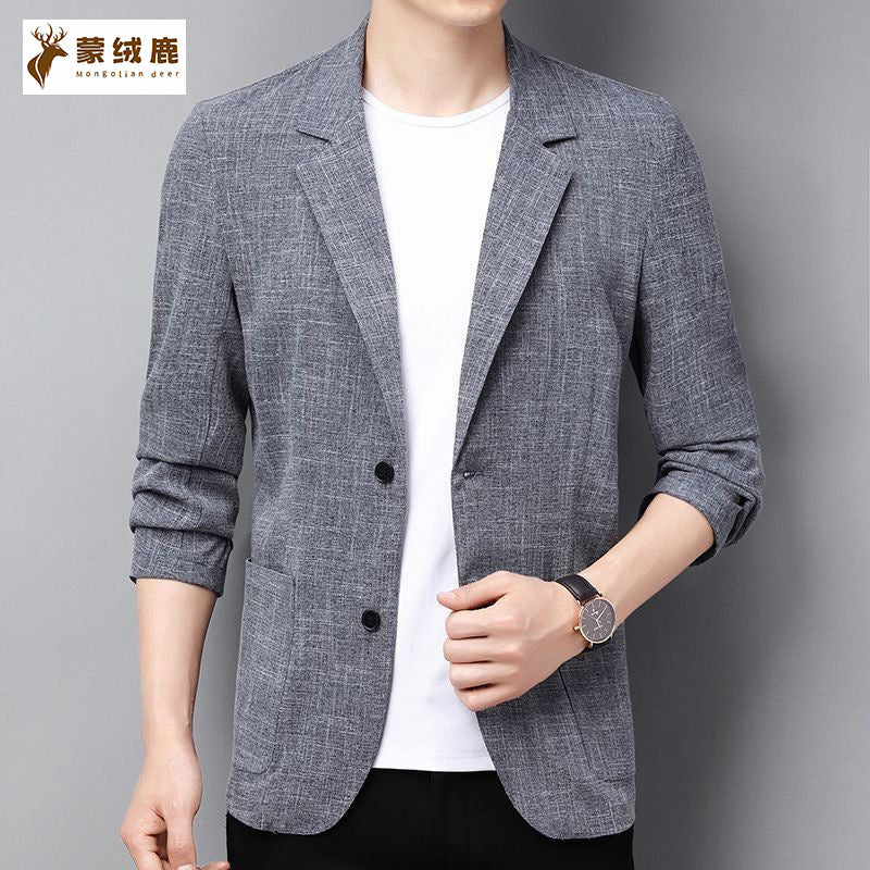 Men's Lightweight Cotton and Linen Casual Summer Blazer