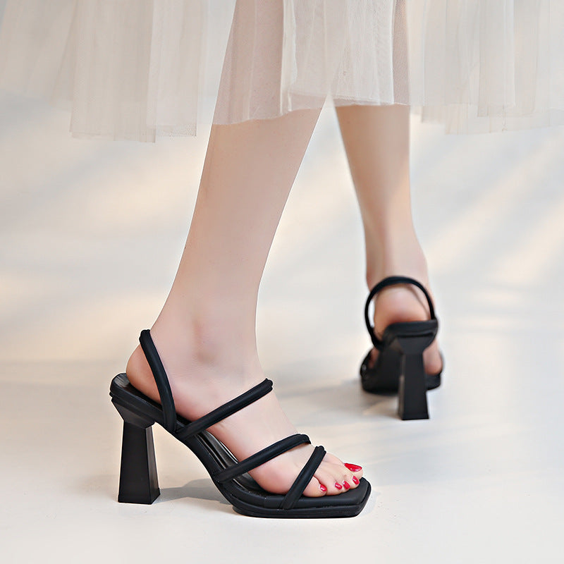 Women's Plus Size Transparent Thick Heel Slipper Sandals