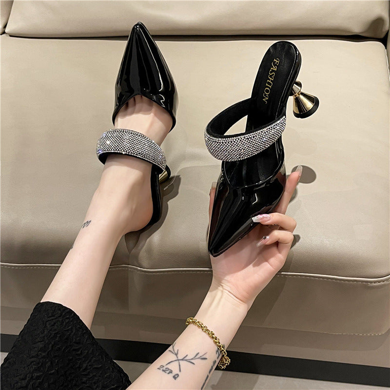Off-white Women's Plus Size Covered-Toe High-Heel Mule Slippers